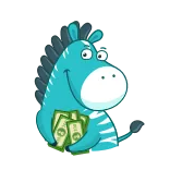 🤑 zebra, geld, cartoon, contant geld, dier, schattig, grappig, financieel telegram sticker