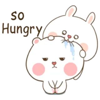 😋 So Hungry fofo, kawaii, faminto, animal, coelho, urso whatsapp sticker