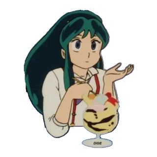 🍧 DIGE anime, girl, ice cream, dessert, retro telegram sticker
