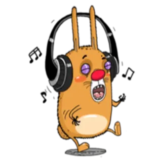🎧 coniglio, cuffie, musica, cartone animato, divertente, ballando, felice whatsapp sticker