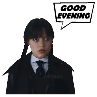 🌙 Wednesday Addams Wednesday GOOD EVENING Wandinha Addams, Boa Noite, Saudação, Família Addams, Jenna Ortega telegram sticker