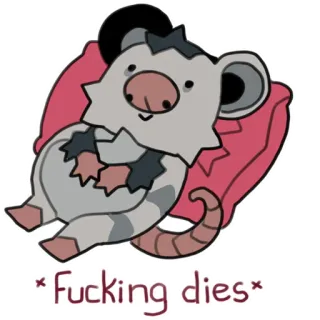 ☠️ *Fucking dies* mouse, cartoon, pillow, cute, dying, offensive telegram sticker