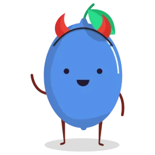 🤘 ผลไม้, บลูเบอร์รี่, ปีศาจ, เขา, น่ารัก, การ์ตูน telegram sticker