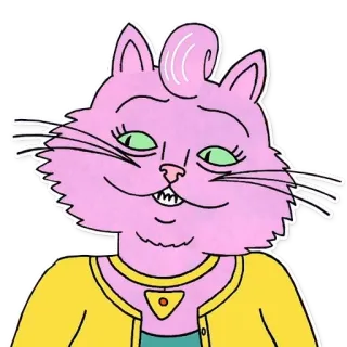 😜 Princess Carolyn BoJack Horseman кот, мультфильм, розовый, персонаж, Конь БоДжек, Принцесса Кэролин telegram sticker