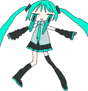 😀 Hatsune Miku Anime, Vocaloid, Hatsune Miku, Cartoon, Charakter telegram sticker