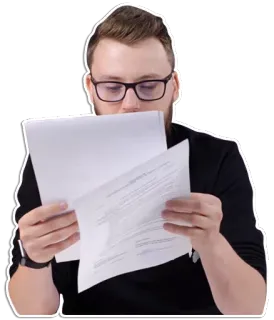 📑 person, lesen, dokumente, mann, brille whatsapp sticker
