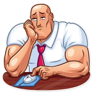 😞 bosan, lelah, kantor, komputer, mouse telegram sticker