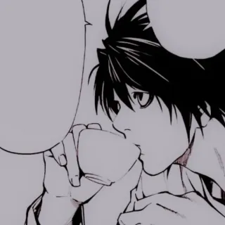 🔭 L Lawliet Death Note Anime, Manga, L, Death Note, Investigatore, Caffè, Personaggio telegram sticker