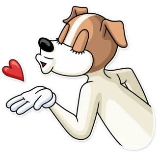😘 anjing, hewan, hati, cinta, ciuman, kartun whatsapp sticker