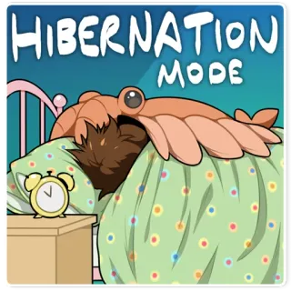 😴 HIBERNATION MODE hibernação, sono, despertador, desenho animado, animal, cama, descanso telegram sticker