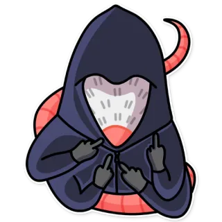 🖕 capucha, dedo corazón, ofensivo, gesto, pegatina, monstruo telegram sticker