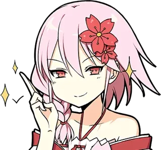 😏 Anime, Garota, Cabelo rosa, Flor, Fofo, Desenho animado, Ilustração whatsapp sticker