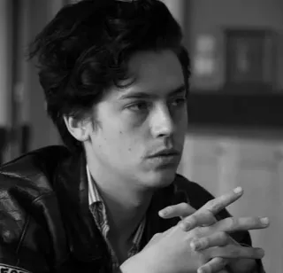☁ Cole Sprouse ator, retrato, preto e branco, celebridade, homem telegram sticker