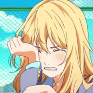 💗 anime, khóc, buồn, cô gái, tóc vàng, cảm xúc telegram sticker