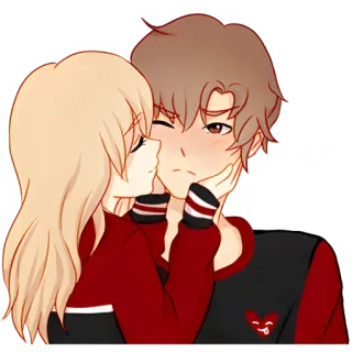 😘 Аниме, Пара, Поцелуй, Любовь, Романтика, Мультфильм telegram sticker