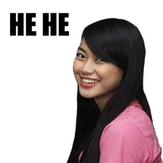 😄 HE HE wanita, asia, tersenyum, tertawa, hehe, imut, gadis whatsapp sticker