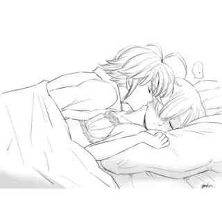 💕 Anime, Paar, Liebe, Kuss, Schlaf telegram sticker