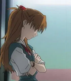 😾 Asuka Langley Sohryu Neon Genesis Evangelion anime, girl, sad, Asuka, Evangelion telegram sticker