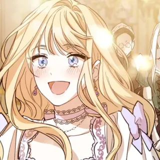 😄 金髪, 女性, アニメ, マンガ, 幸せ telegram sticker