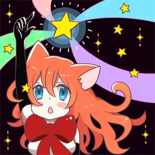 ✨ Аниме, Девушка-кошка, Каваий, Звезда, Фэнтези, Милый telegram sticker