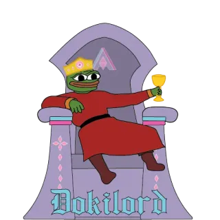 🌟 Pepe the Frog Dokilord pepe, frog, king, throne, meme, dokilord telegram sticker