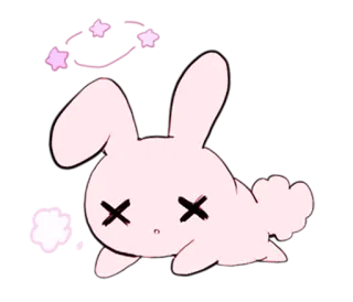 😵 coelho, morto, desenho animado, rosa, animal, olhos em X, fofo, estrelas telegram sticker