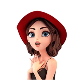 😮 kartun, gadis, topi, perempuan, wanita whatsapp sticker