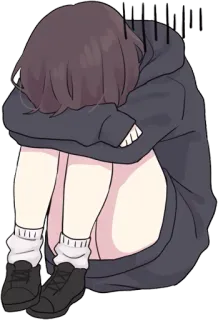 😞 fille anime, triste, pleure, déprimé(e), émotionnel(le), bouleversé(e) whatsapp sticker