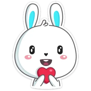 ❤ lindo, conejo, conejito, corazón, dibujos animados telegram sticker