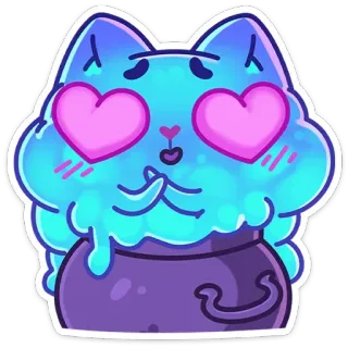 😍 แมว, ตาหัวใจ, ความรัก, น่ารัก, คาวาอิ, เวทมนตร์, ยา, สติกเกอร์ telegram sticker