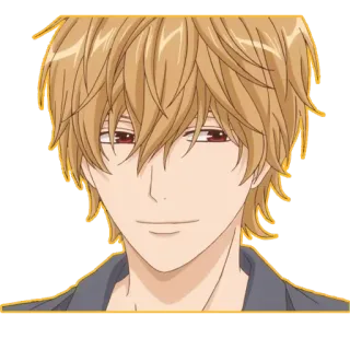 😏 anime, manga, character, portrait, art, illustration, blond hair whatsapp sticker