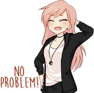 😄 NO PROBLEM! Мультфильм, Аниме, Персонаж, Позитивный, Милый, Каваий, Согласие, Счастливый whatsapp sticker