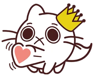 ❤️ 고양이, 왕관, 하트, 귀여운, 동물, 만화 telegram sticker