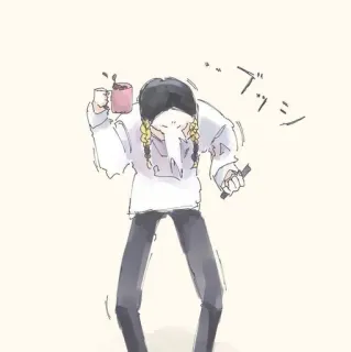 🤧 ブツシ café, boisson, mouvement, japonais, mouvement telegram sticker