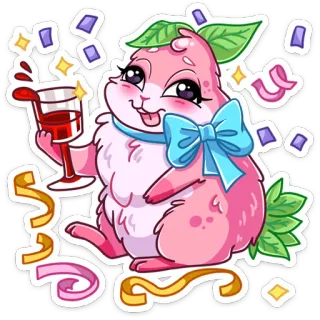 🎉 mignon, dessin animé, fête, célébration, animal, nœud, confettis telegram sticker