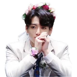 😶 Jungkook kpop, bts, jungkook, idol, sänger, blumenkranz telegram sticker