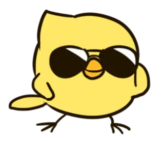 😎 dessin animé, oiseau, lunettes de soleil, jaune, cool, poussin whatsapp sticker