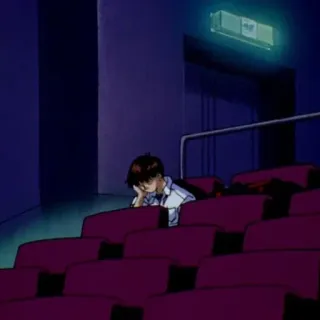 🎧 Shinji Ikari Neon Genesis Evangelion anime, sad, boy, lonely, theater, depression telegram sticker