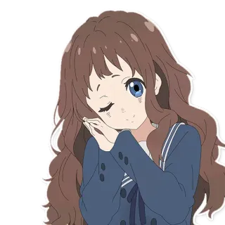 🌚 Anime, Mädchen, Schuluniform, Zwinkern, Schläfrig telegram sticker