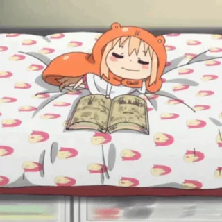 🍡 Umaru Doma Himouto! Umaru-chan 动漫, 小埋, 干物妹, Q版, 可爱, 阅读, 床 whatsapp sticker