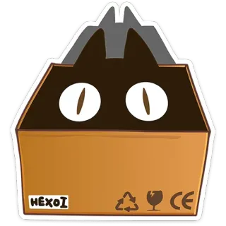 📦 HEXOI cat, box, animal, sticker, funny, cartoon telegram sticker