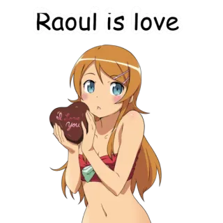 ❤ Raoul is love Anime, Mono, Amor, Corazón, Chocolate telegram sticker