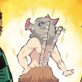 🌑 Inosuke Hashibira Demon Slayer Anime, Manga, Cinghiale, Spada, Divertente, Personaggio telegram sticker