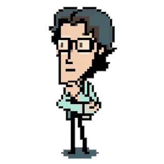😏 pixel art, man, glasses, character, nerd, geek telegram sticker