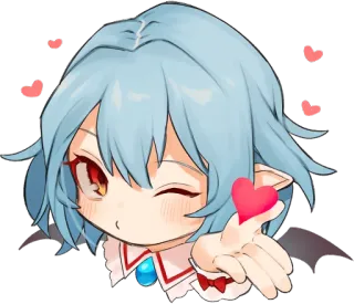 😘 anime, cute, heart, cartoon telegram sticker