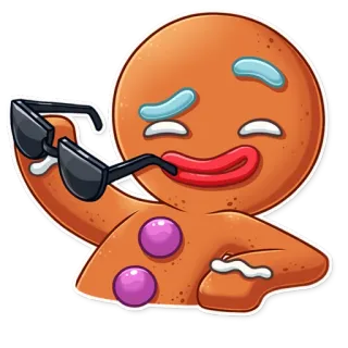 😏 pão de gengibre, biscoito, desenho animado, óculos de sol, feliz, fofo telegram sticker