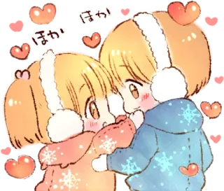 ❄️ ほか ほか Anime, Hiver, Coeur, Amour, Mignon, Dessin animé telegram sticker