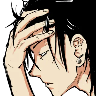😔 anime, sad, manga, headache, upset telegram sticker