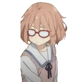 😐 anime girl, glasses, cute, cartoon, manga, character whatsapp sticker