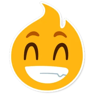 😁 emoji, fire, smile, happy, cartoon, flame, heat, yellow whatsapp sticker